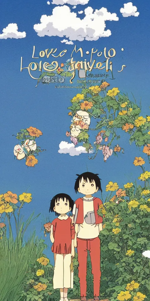 Image similar to greeting card, love, by studio ghibli and hayao miyazaki, warm colors, cozy