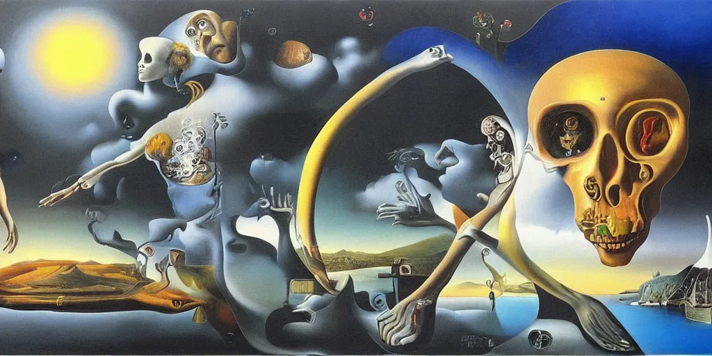 Image similar to the world between death and life, surrealistic detailed painting, by damien gilley and salvador dali