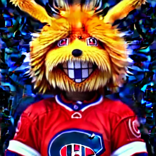 Image similar to anime Portrait of Youppi the Habs Montreal Canadiens Mascot as a very cute powerful and friendly pokemon, highly detailed anime, high evolution, 1990s, legendary, smooth, sharp focus, dynamic lighting, intricate, trending on ArtStation, illustration pokemon, art by WLOP