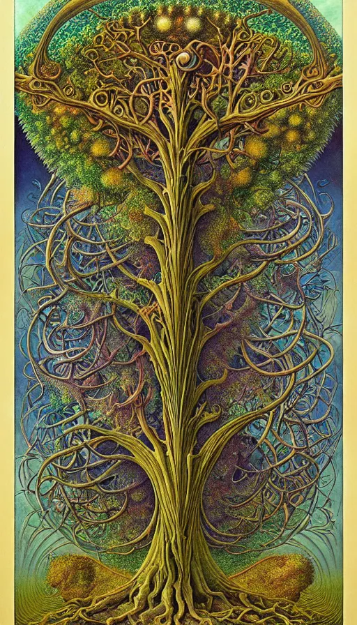 Image similar to tree of life by roger dean and andrew ferez, art forms of nature by ernst haeckel, divine chaos engine, symbolist, visionary, art nouveau, botanical fractal structures, organic, detailed, realistic, surreality