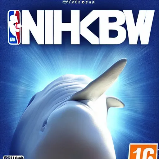 Image similar to A beluga whale on the cover of nba 2k22