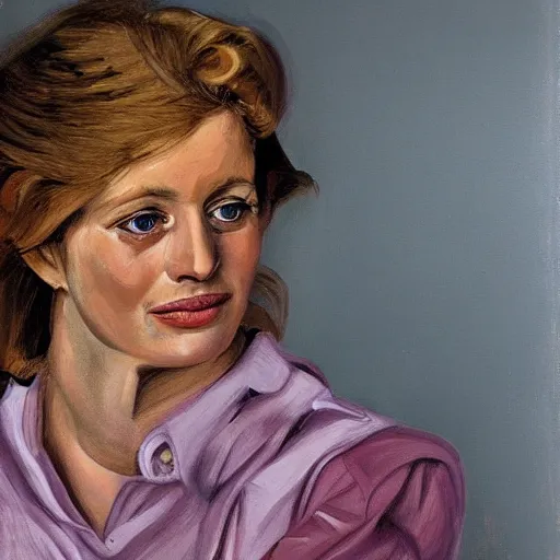 Prompt: lucien freud portrait of lady diana spencer, looking like a corgi, detailed oil painting, full head picture on canvas
