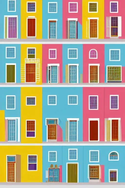 Prompt: minimalist boho style art of colorful houses in istanbul, illustration, vector art