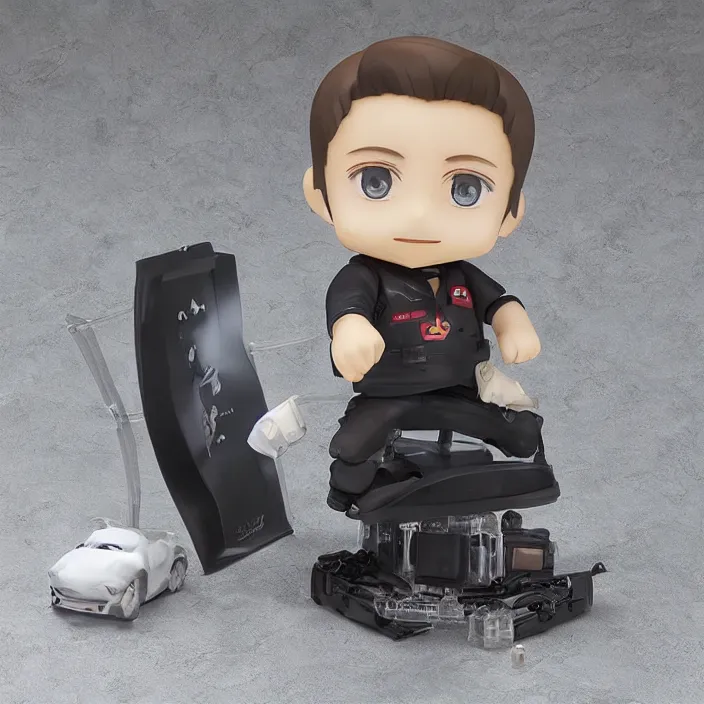 Image similar to a anime nendoroid of elon musk, car tesla 3, figurine, product photo, detailed