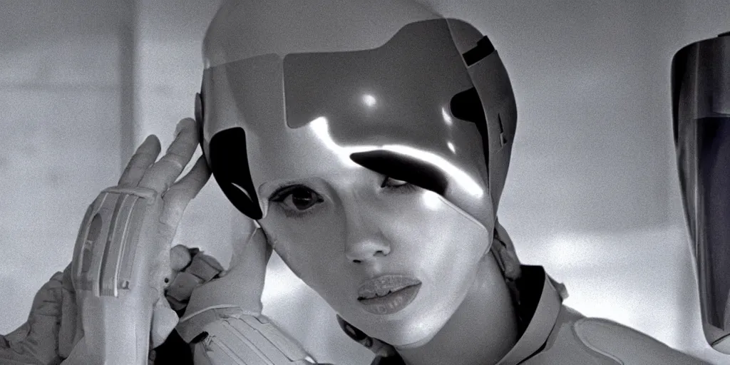 Image similar to Scarlett Johansson in a scene from the movie THX 1138