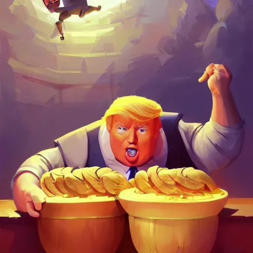 Image similar to chubby donald trump apple bobbing, ben hur, loftis, cory behance hd by jesper ejsing, by rhads, makoto shinkai and lois van baarle, ilya kuvshinov, rossdraws global illumination