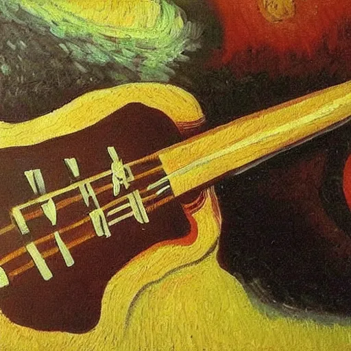 Image similar to oil painting of a sonic plays guitar by vincent van gogh