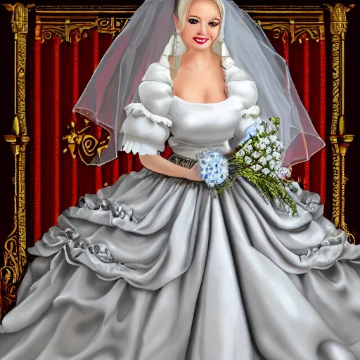 Prompt: a cute chinchilla!! in a wedding dress, a chinchilla getting married, highly detailed digital painting, 4k