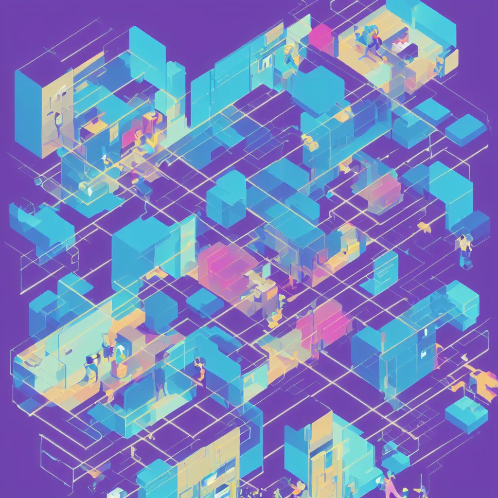 Image similar to a simple micro-service deployed to a datacenter, cloud, security, attack vector, trending on Artstation, painting by Jules Julien, Leslie David and Lisa Frank, muted colors with minimalism