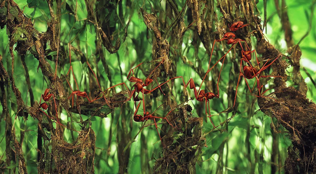 Prompt: incredible ant human in the jungle, by the best photographer of national geographic, scientific photo, hight quality, realistic light, kodachrome 6 4, hiperdetailed