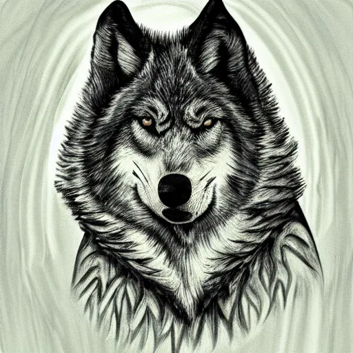 Image similar to retarded wolf portrait, expressionism style