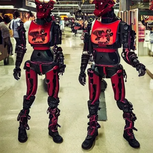 Prompt: boston dynamics cosplay cola, butcher billy style