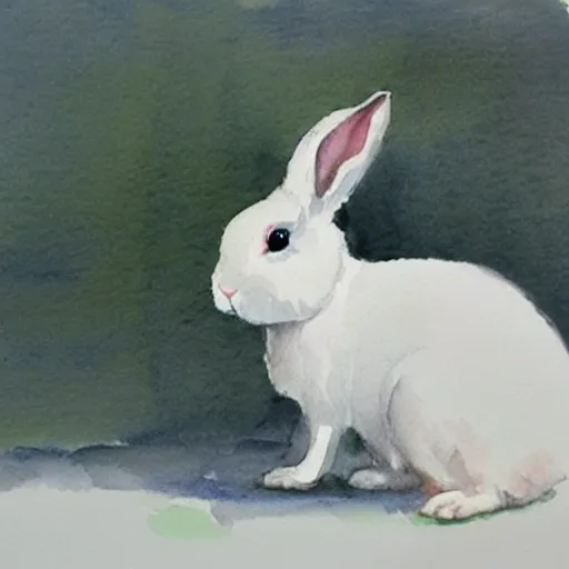 Image similar to a rabbit wearing a beautiful white dress, watercolour, realistic