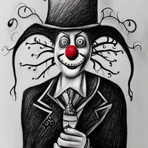 sad gangster clown drawing