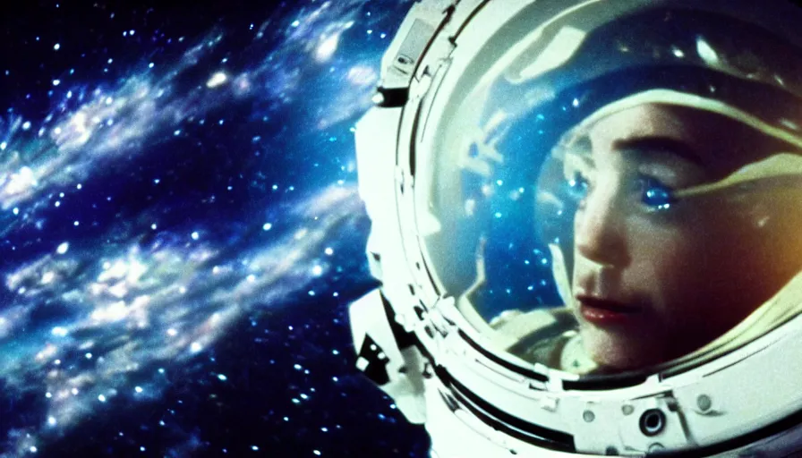 Image similar to movie still of a transcendental astronaut being, cinematic composition, cinematic light, anamorphic lens