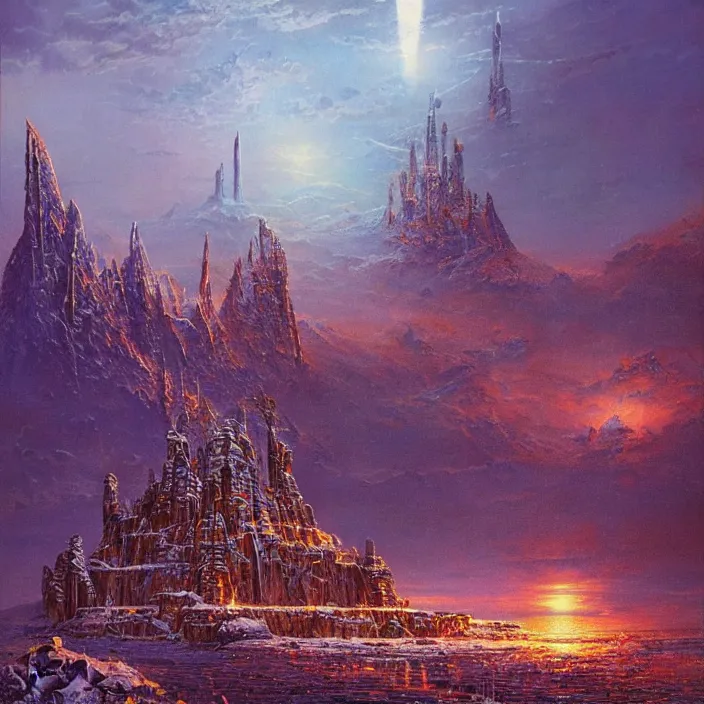 Image similar to kingdom of hyperborea, digital art, hd, by bruce pennington