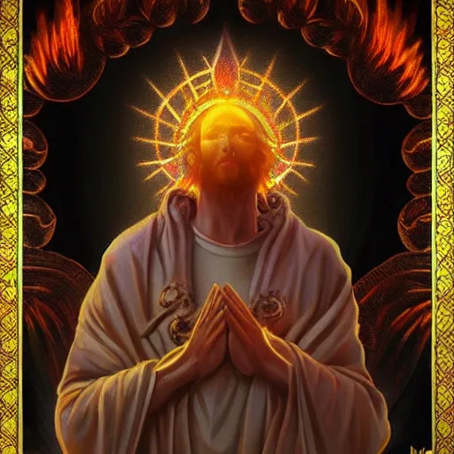 Image similar to people prayin for phoenix god - realistic - photorealistic - hd - trending art artstation