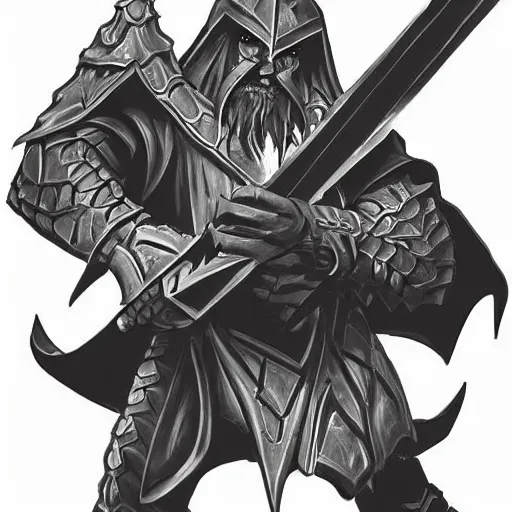 Prompt: an evil black sword, on a blank background. dungeons and dragons illustration