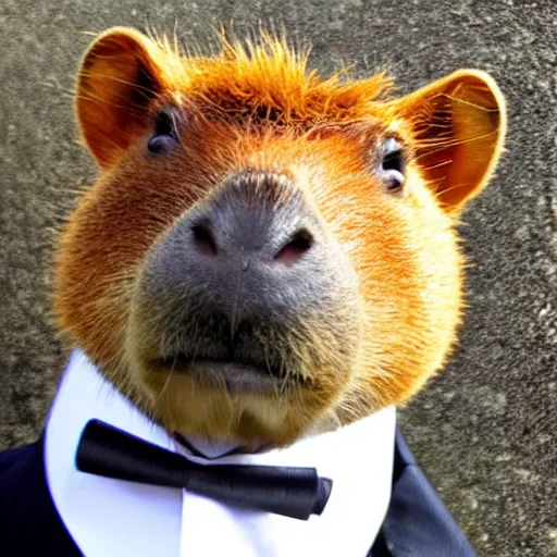 Prompt: a cute capybara with a bowtie