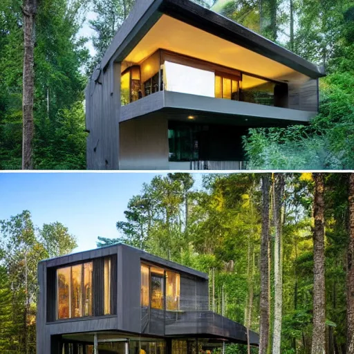 Image similar to a modern ecofriendly house in the woods