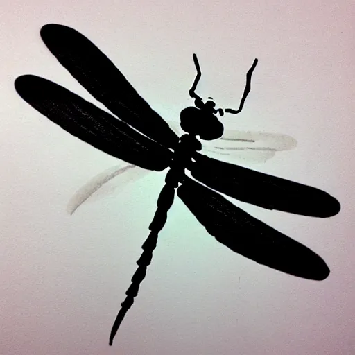 Prompt: zen dragonfly, calligraphy ink