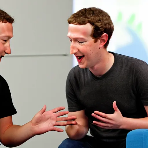 Prompt: Mark Zuckerberg talking to a frog