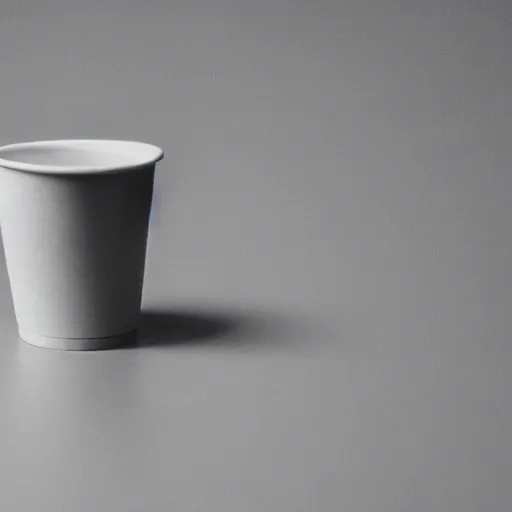 Image similar to a small man siting on an edge of cup