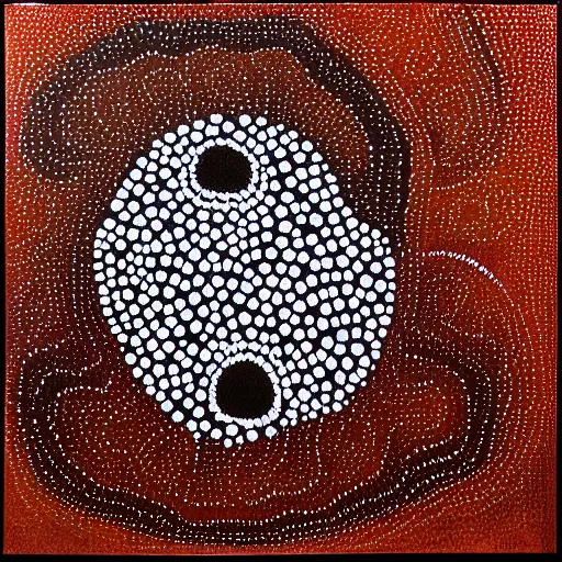 Prompt: earth painted in the style of australian aboriginal art, detailed painting, dot painting, dreamtime, indigenous, ochre papunya tula,