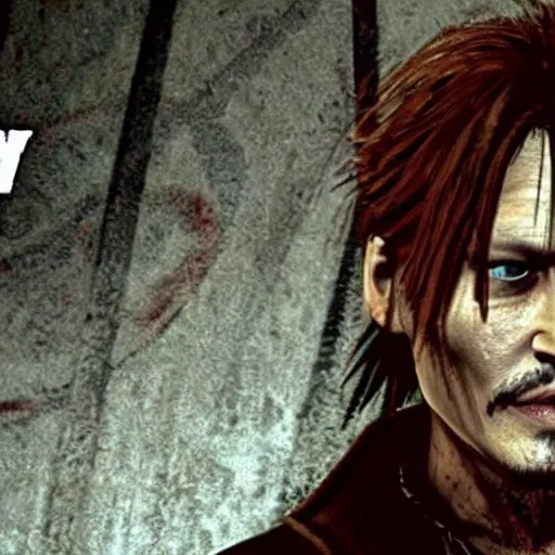 Image similar to johnny depp in silent hill, ps 1, kojima, gameplay, cutscene,