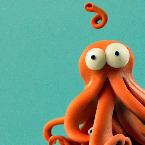 Image similar to an octopus claymation in the style of aardman, slightly wiggly