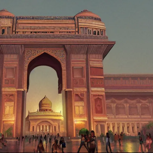 Prompt: city of new delhi, digital painting, realistic, artstation