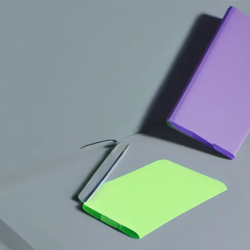 Prompt: apple style advertisement of a notepad light green, light blue, light yellow, light purple