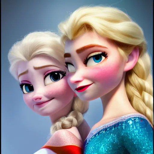 Image similar to elsa & anna in real life, portrait, highly detailed, trending on artstation, hyper realistic, sharp focus, 1 0 0 mm, photograph