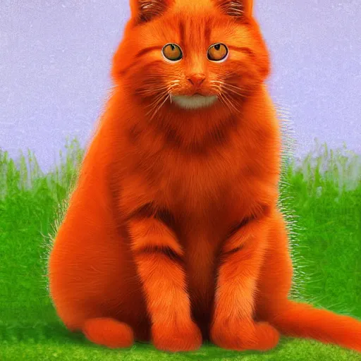 Image similar to A fuzzy orange cat sitting on planet earth, digital art