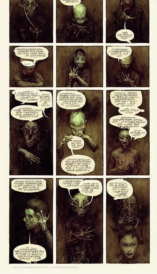 Prompt: the most interesting 6 panel comic by chiara bautista, beksinski and norman rockwell and greg rutkowski weta studio and tom bagshaw and james gurney and lucasfilm