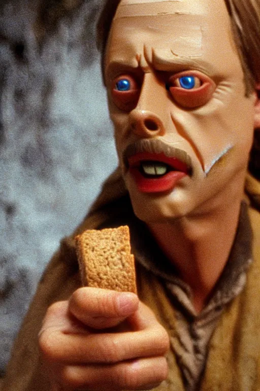 Image similar to film still of steve buscemi made out of bread in lord of the rings, 4 k