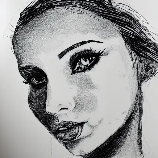 Image similar to 3 / 4 portrait of model black ink on paper