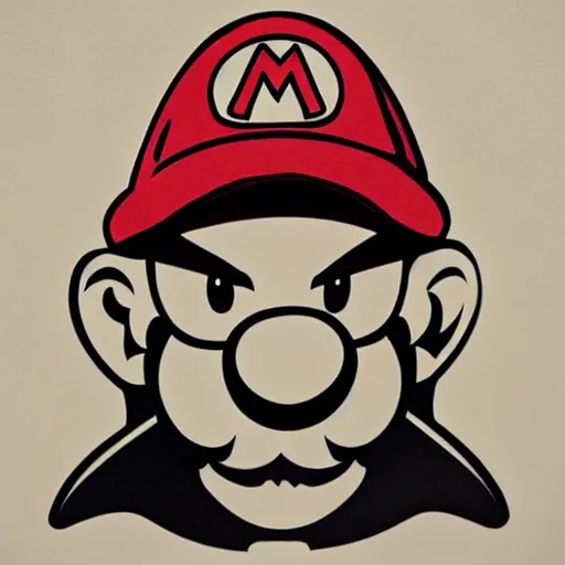 Image similar to tattoo design, stencil, portrait of mario from mario brothers by artgerm