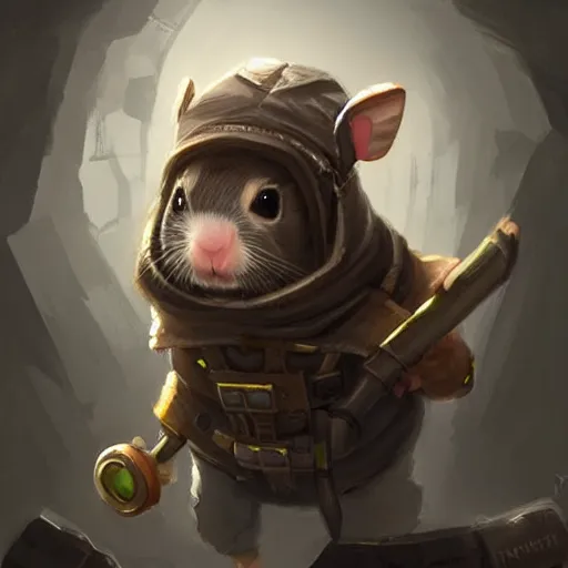 Image similar to cute little anthropomorphic Guinea Pig wearing techwear outfit, ultra wide lens shot , tiny, small, short, cute and adorable, pretty, beautiful, DnD character art portrait, matte fantasy painting, DeviantArt Artstation, by Jason Felix by Steve Argyle by Tyler Jacobson by Peter Mohrbacher, cinematic lighting