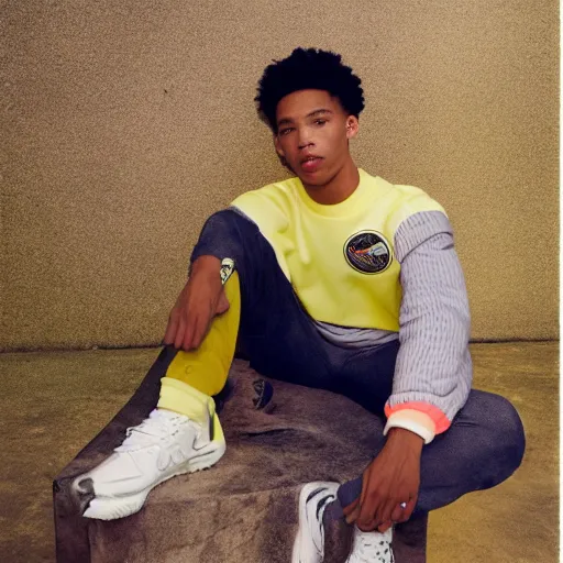 Image similar to realistic photoshooting for a new nike acg lookbook, color film photography, photo in style of tyler mitchell, shusei nagaoka, steven meisel, petra collins, 3 5 mm