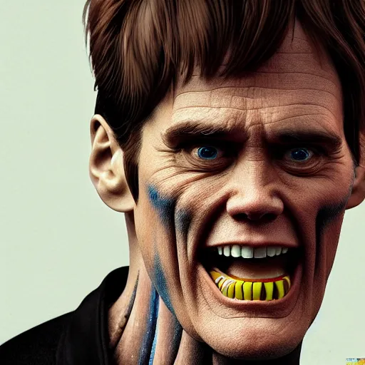 Prompt: jim carrey is fused into a meat stick, hyperdetailed, artstation, cgsociety, 8 k