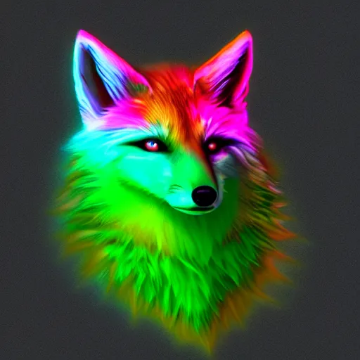 Prompt: digital green as lime fox, retrowave palette, digital world, highly detailed, electric breeze, anatomically correct vulpine, synth feel, fluffy face, ear floof, flowing fur, super realism, accurate animal imagery, 4 k digital art