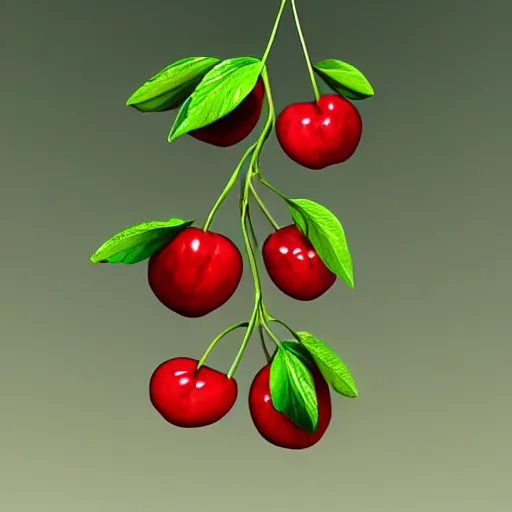 Image similar to Artstation digital art render three fresh cherries