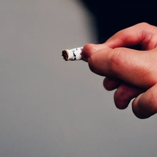 Prompt: Close-up of a hand with cigarette