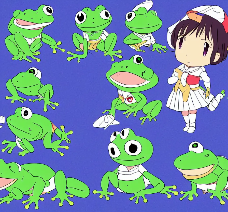 Image similar to animated chini frog wearing a anime sailor uniform, cell - shaded, well - designed, cinematics lighting, colorful, chibi proportion