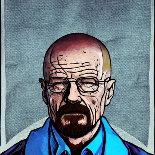 Prompt: walter white vaporware, 1 9 8 0 s, epic detail, colourful, nostalgic, clear focus, sharp,