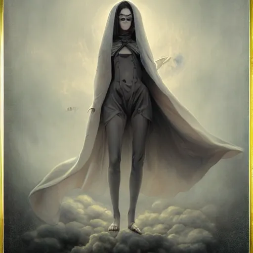 Prompt: by tom bagshaw, ultra realist soft painting of anime universe of curiosities, single dollpunk ghost mutation wearing a full body gothic robe, partial symmetry accurate features, very intricate details, focus, curvy, award winning, ultra dense fog