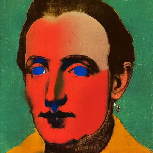 Image similar to the spanish dramatist lope de vega painted by warhol