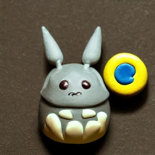 Image similar to the cutest little polymer clay totoro and pikachu hybrid, unreal engine, bokeh