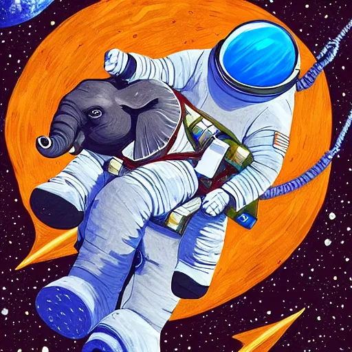 Prompt: astronaut riding an elephant in space